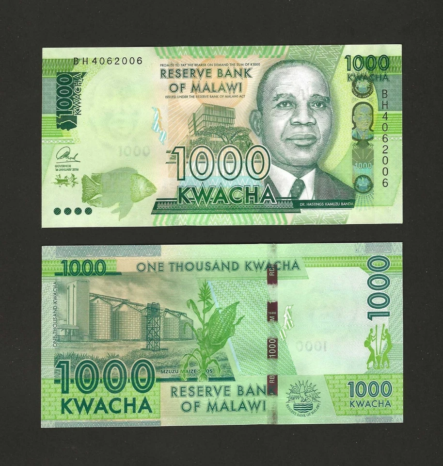 MALAWI 1000 Kwacha 2016, P-67b, Banco de Reserva, Paquete Fresco Grado UNC Foto 1 de 1