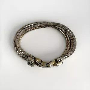 Vintage goldfarben Quad Strang Schlangenkette Armband mit Strass 6,5" - Bild 1 von 12