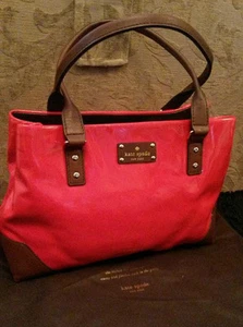 100% KATE SPADE New York WKRU 1784 Elena Barclay Red Leather Tote/ Shoulder Bag - Imagen 1 de 4