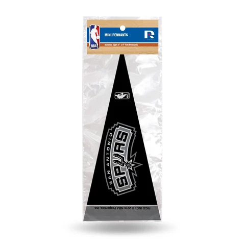 San Antonio Spurs Mini Pennants. 8 total in package. Felt. 4" x 9"   #592 Cover