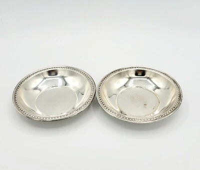 Vintage Royal Family Silver Plated Bowl Teardrop Border Pattern 5 5/8 in 2 pcs - Image 1 of 4