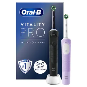 Oral-B elektrische Zahnbürste Vitality Pro D103 Duo schwarzes + lilanes Handst.