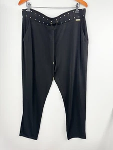 Michael Kors Women’s Size XL Black Pull On Studded Drawstring Pants Stretchy - Picture 1 of 5