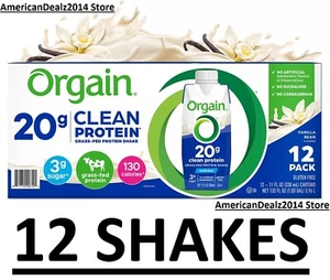 Orgain 20g Clean Protein Grass-Fed Protein Shake, Vanilla Bean 11 fl. oz., 12 pk - Picture 1 of 5