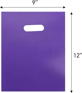 1000 Purple Plastic Merchandise Shopping Bags 9 x 12" Gift Die Cut Handles - Picture 1 of 9