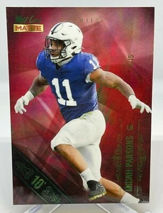 Comodín Micah Parsons 2021 mate verde esmeralda lámina 10 rayas #5/15 CHASE RC - Imagen 1 de 11