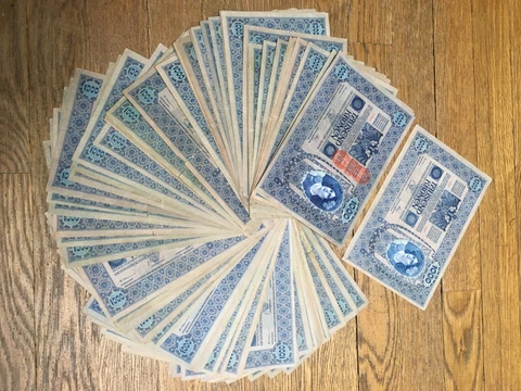Austrian 1000 Kronen Banknotes, original 1902, reissued DeutschOsterreich Cover