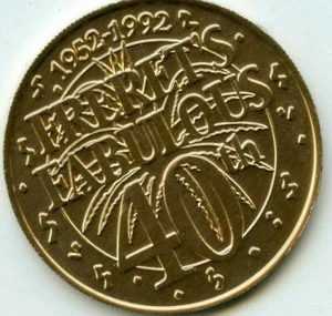 Mardi Gras Doubloon Krewe of Freret 1992 aluminio oro - Imagen 1 de 2