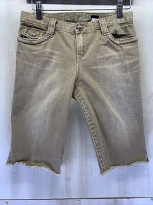 Gap Girls Bermuda Distressed Denim Tan Raw Hem Shorts Sz 14 Reg.-5592 - Picture 1 of 8