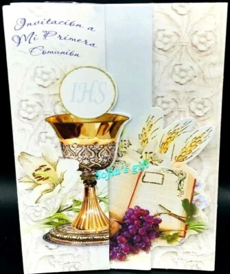 30pcs Invitaciones De Primera Comunion Español Niña Invitation  First communion - Image 1 of 4