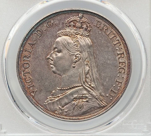 1887 GREAT BRITAIN QUEEN VICTORIA SILVER CROWN PCGS AU DETAILS KM765 Cover
