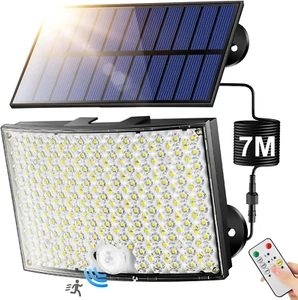 Focos solares para exteriores, 268 LED, 7 m, 5 modos, con sensor de movimiento - Picture 1 of 12