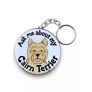 Llavero Cairn Terrier Pregúntame por Mi Perro Accesorios Hecho a Mano - Bronceado - Imagen 1 de 3