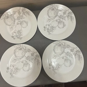 Lot 4 Vintage Corelle Antik Leinen Schwarz Obst Mittagessen Teller - Bild 1 von 6