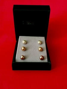 NEW! STERLING SILVER & PINK , PEACH & WHITE PEARL STUD EARRINGS GIFT SET BY EFFY - Picture 1 of 4