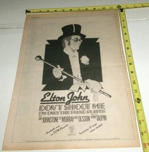 Álbum original de colección de Elton John anuncio de anuncio 1973 Don't Shoot Me piano I'm Player - Imagen 1 de 2
