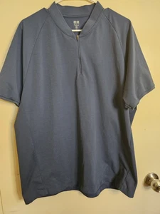 Uniqlo x Theory Men's Size XXL Short Sleeve 1/4 Zip Lightweight Blue Vented - Picture 1 of 6