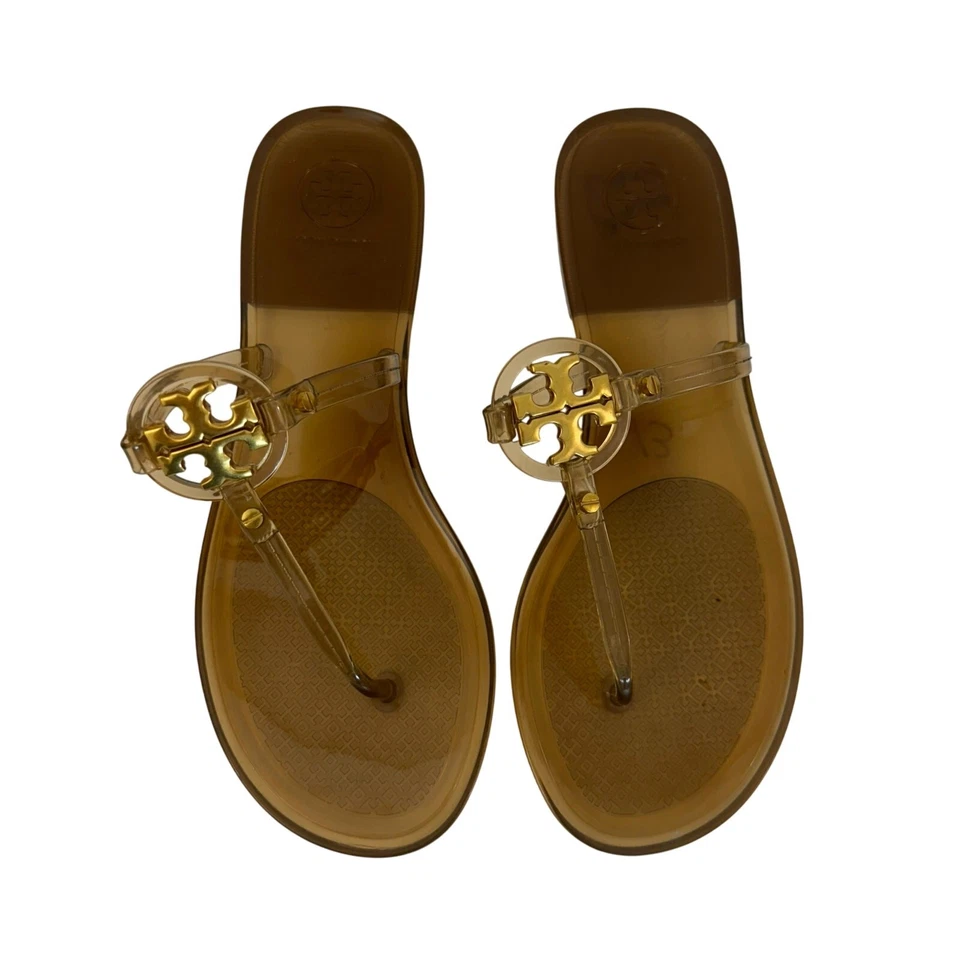 Tory Burch Mini Miller Jelly Thong Flip Flops Sandals Light Brown Clear Size 7 - Image 1 of 4