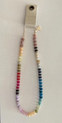 NWT Anthropologie Multicolor Glass Bead Serefina Necklace 20” Adjustable Ret $50 - Image 1 of 4