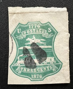 US Stamp, Scott #U219 Cut Square, Interesting cancel (hoof print?) - Picture 1 of 2