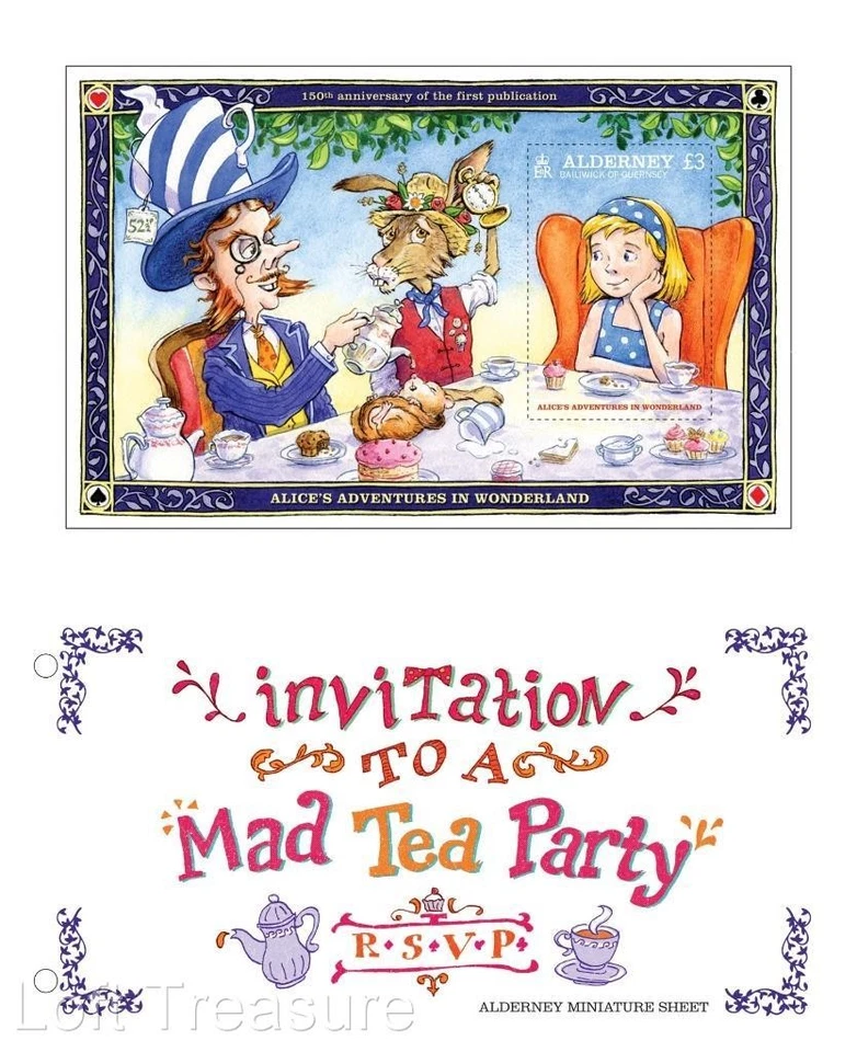 Alderney Stamps: "Alice in Wonderland-150 Years" £3 MS Presentation Pack 2015 - Image 1 of 4