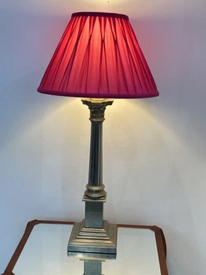 Laura Ashley Vintage Corinthian Lamp Pewter Colour Metal 19" Tall Classic - Image 1 of 4
