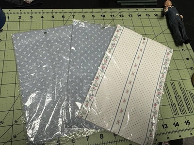 Lot of 3 Dollhouse Wallpaper Sheets 9x6 Miniature Floral and Polka Dot Prints - Image 1 of 4