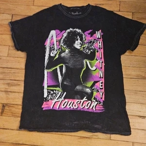 Whitney Houston Rundhalsausschnitt T-Shirt 100 % Baumwolle Grafik schwarz Damengröße Medium - Bild 1 von 2