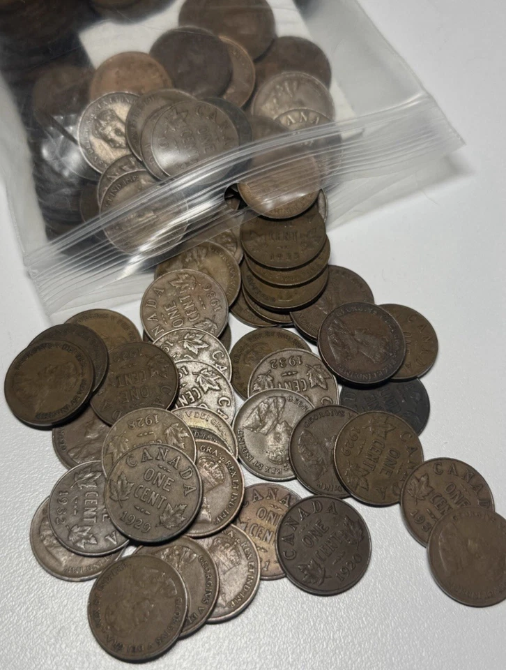 10x Canadian 1 Cent Coins | King George V 1920–1936 | Old Pre-War Penny Lot - Image 1 of 1