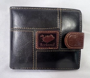 Cartera a Presión Islandia Cuero Genuino Marrón con Bolsillo para Monedas Nórdico - Imagen 1 de 4