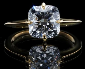 3 Ct IGI Certified Cushion Cut Lab Grown Diamond Wedding Ring 14K Yellow Gold - Picture 1 of 13