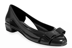 Bailarina plana Ferragamo Vara Bow Jelly para mujer talla 6/nero PVC - Imagen 1 de 13