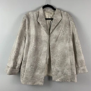 Chicos Sher Glanz Struktur Jacke Gr. 3 US XL Blazer Neutral Metallic Print - Bild 1 von 12