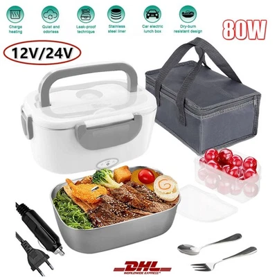 80W Electric Lunch Box 12V/24V/220V Food Warmer Car Warmer Box Lunch Boxes - Image 1 of 4