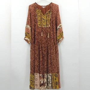 John Mark Tiered Maxi Dress Size Large Floral Boho Chic Lagenlook Lagum Hippie - Picture 1 of 11