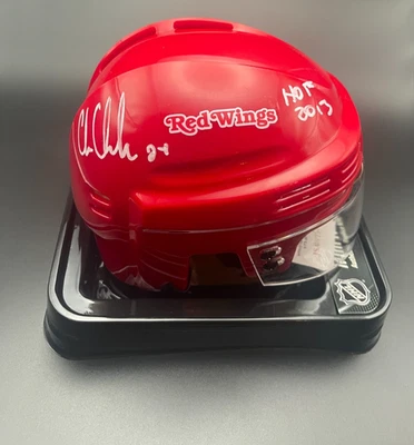 DETROIT RED WINGS #24 AUTOGRAPHED Signed RED Mini helmet HOF 2013 JSA! - Image 1 of 3