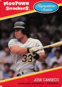 1991 Mootown Snackers Baseball Card #1 Jose Canseco Outfield Oakland Athletics - Picture 1 of 2