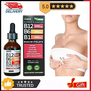 Vitamin B12 und B6 Liquid Tropfen 60ml, B12 Sublingual B Komplex - B12 5000mcg Geschenk - Bild 1 von 6