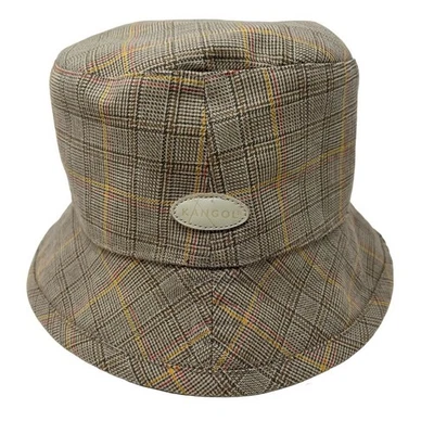 Sombrero de cubo Spey a cuadros a cuadros Kangol unisex pequeño reversible marrón tostado ropa de calle Foto 1 de 4