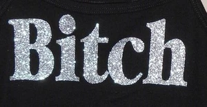 Bella Spaghetti Black Tank Custom Dirty T-Shirt Fun Medium Black B*tch Glitter - Picture 1 of 2