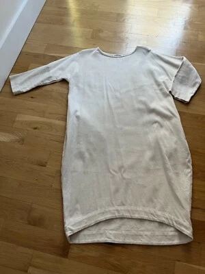 Black Crane Bud Dress Off White Cotton Mix Shift Dress Avantgarde Lagenlook Sm - Image 1 of 4
