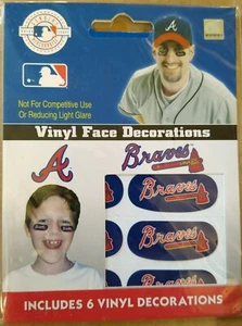 Lot of 3 Atlanta Braves MLB Vinyl Face Decorations 6 Pack Eye Blue Strips - Picture 1 of 3