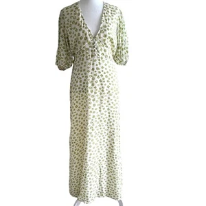 Faithfull The Brand Rubinetti Maxi Dress Gita Retro Floral Green $209 Size 10 - Picture 1 of 12