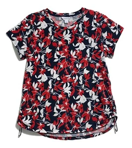 Liz Claiborne, Red, White & Black Floral Top with Side Pulls, size XL - Picture 1 of 4