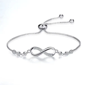 Damen Armband Unendlichkeit Infinity Anhänger Silber Kette Frauen Armreif - Bild 1 von 7
