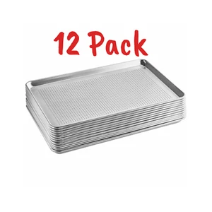 Paquete de 12 hojas de pan perforado de aluminio con alambre perforado tamaño completo de 18"" x 26 - Imagen 1 de 10
