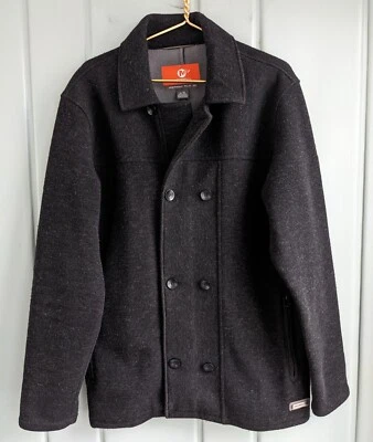 Merrell Mens Large Coat Jacket Black Pea Coat Jacket Wool Blend Select Performix - Image 1 of 4
