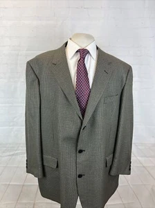 SUPER 110'S ETHOMAS BIG & TALL Adolfo Men's Beige & Black Plaid Blazer 50R $495 - Picture 1 of 10