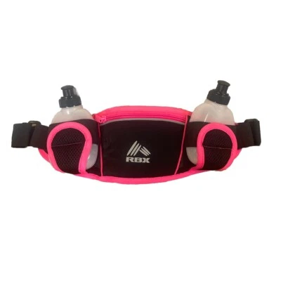 RBX Pink NYLON DUAL HYDRATION ZIPPERED POCKET WATER BOTTLE WAIST PACK - Image 1 of 4
