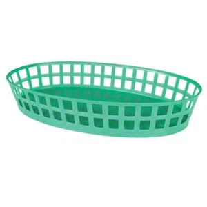 Thunder Group 7-4/8" x 4-3/5" Stackable Oval Fast Food Basket - Green-1Doz - Picture 1 of 1